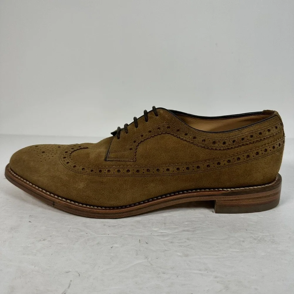 Design Loake Brown‎ Suede Oxford Brogues Lace Shoes Goodyear Welt Men's Sz UK 11